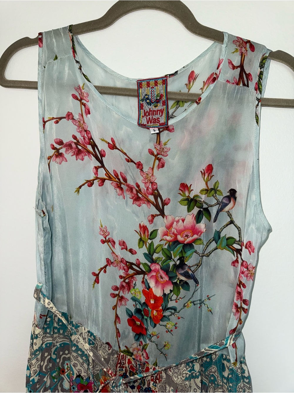 JOHNNY WAS Sleeveless Floral Maxi Dress IN Light Blue - Picture 3 of 6